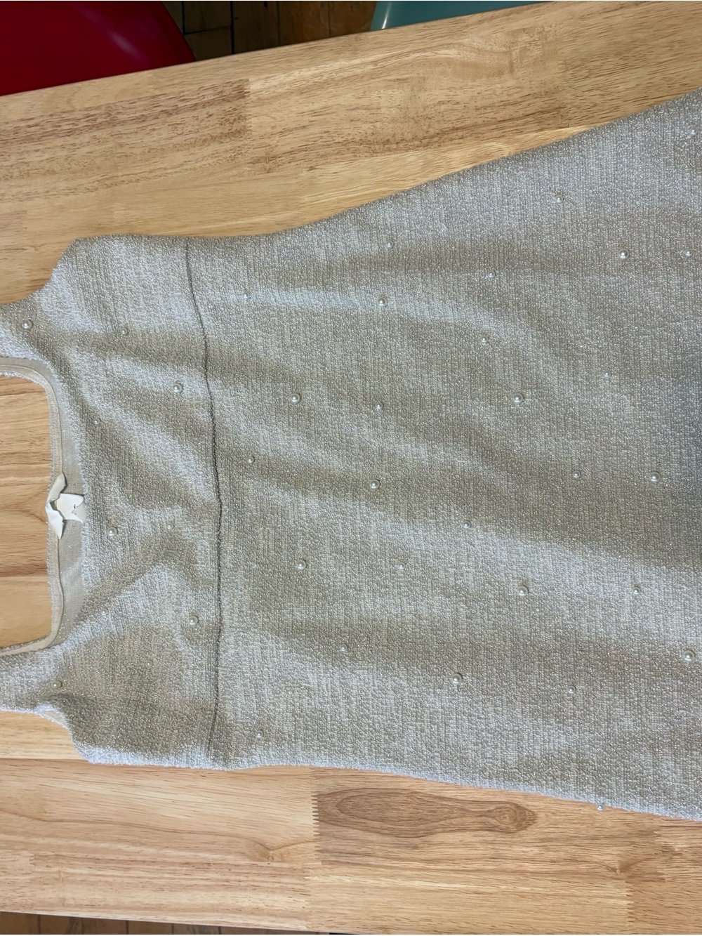 H&M Mini Dress in Light Cream with Pearled Detail